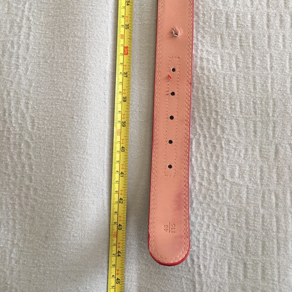 Gucci Leather Belt Red Green Beige Interlocking G Buckle 37-41 Waist - Picture 10 of 16